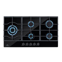 Klarstein Ignito Chef Edition, 5 zóna, gáz főzőlap, 5 égő, Sabaf égők, üvegkerámia felület (DSM-Ignito5-90BK)