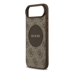 GUESS 4G CIRCLE CLASSIC LOGO szilikon telefonvédő (ütésállóság, textil hátlap, MagSafe) SÖTÉTBARNA Apple iPhone Air