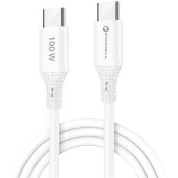 USB Type-C töltő- és adatkábel, USB Type-C, 100 cm, 5000 mA, 100W, törésgátlóval, gyorstöltés, PD, QC 4.0, Forcell F-Energy C347, fehér