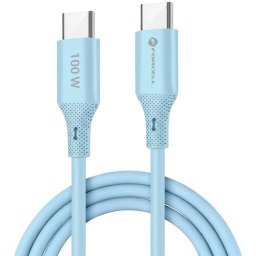 USB Type-C töltő- és adatkábel, USB Type-C, 100 cm, 5000 mA, 100W, törésgátlóval, gyorstöltés, PD, QC 4.0, Forcell F-Energy C347, kék