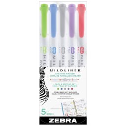 Szövegkiemelő készlet, 1,4/4 mm, kétvégű Zebra Mildliner Cool & Refined 5 szín