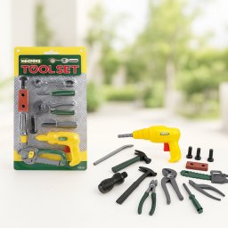 KidsToys játék szerszámkészlet 16 db-os, valósághű eszközökkel, 53x31 cm