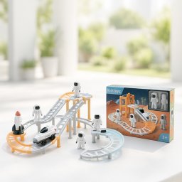 KidsToys elemes Űrversenypálya, űrhajóval, űrhajóssal, 31 db-os, izgalmas kalandok