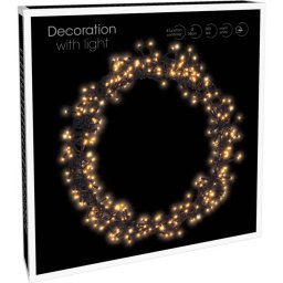 Karácsonyi-adventi XXL 500 meleg fehér LED-es koszorú ajtódísz, 58 cm, IP44 hálózati adapteres, 8 féle fényjátékkal