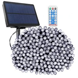 16 m-es 800 LED-es BOA fényfüzér, hybrid tölthető-napelemes, hideg fehér, 8 világítási mód, időzíthető, távvezérlővel