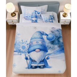 Mikroszatén ágynemű BLUE GNOME fehér + párnahuzat 45 x 45 cm ingyenes Ágyneműhuzat mérete: 70 x 90 cm | 140 x 200 cm