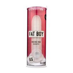 Perfect Fit - Fat Boy Micro Ribbed - péniszköpeny (17 cm, fehér)