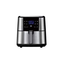 Air Fryer 8 Liter XXL kivehető kosár Forrólevegős Fritőz Kijelzővel, INOX, 1800W