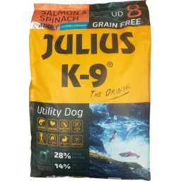 Julius-K9 GF Hypoallergenic Utility Dog Adult Salmon & Spinach (2 x 10 kg) 20kg
