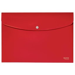 LEITZ Irattartó tasak, A4, PP, patentos, LEITZ "Recycle", piros