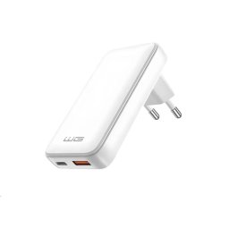 WG - GaN hálózati töltő 2x USB, 1x USB-C 30W 1x USB-A 18W, fehér