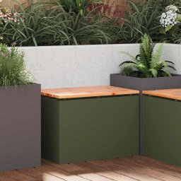 vidaXL Kerti pad Oliva zöld 60 x 40 x 43 cm Acél