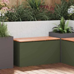 vidaXL Kerti pad Oliva zöld 80 x 40 x 43 cm Acél