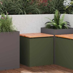 vidaXL Kerti pad Oliva zöld 40 x 40 x 43 cm Acél