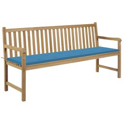 vidaXL tömör tíkfa kerti pad kék párnával 175 cm