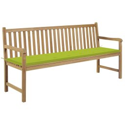 vidaXL tömör tíkfa kerti pad élénkzöld párnával 175 cm