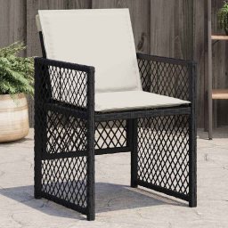 vidaXL 4 db fekete polyrattan kerti szék párnával