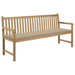 vidaXL tömör tíkfa kerti pad bézs párnával 175 cm