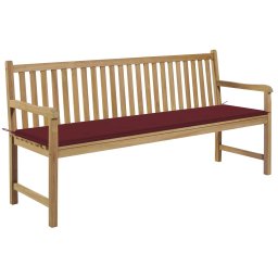vidaXL tömör tíkfa kerti pad bordó párnával 175 cm