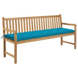 vidaXL tömör tíkfa kerti pad világoskék párnával 175 cm