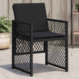vidaXL 4 db fekete polyrattan kerti szék párnával