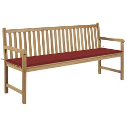 vidaXL tömör tíkfa kerti pad piros párnával 175 cm