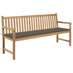 vidaXL tömör tíkfa kerti pad tópszínű párnával 175 cm