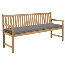 vidaXL tömör tíkfa kerti pad szürke párnával 175 cm