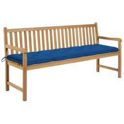 vidaXL tömör tíkfa kerti pad kék párnával 175 cm
