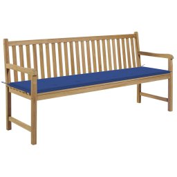 vidaXL tömör tíkfa kerti pad királykék párnával 175 cm