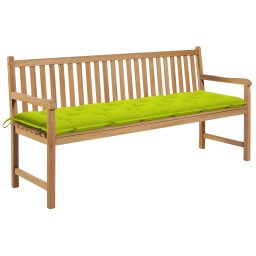 vidaXL tömör tíkfa kerti pad élénkzöld párnával 175 cm
