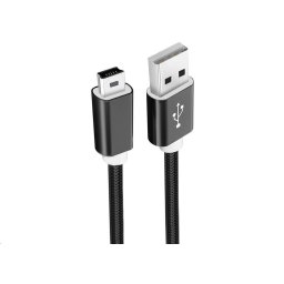 WG - Adatkábel USB Mini-B (5 pólusú)-USB-A / 1m / nejlon fonott / fekete