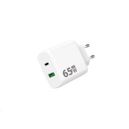 WG - GaN hálózati töltő 2x USB 65W, 1x USB-C PD 65W 1x USB-A QC3.0 18W, fehér