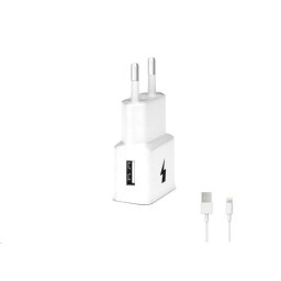 WG - Hálózati töltő 1x USB-A, Gyorstöltés 3.0, 5V-9V-12V, USB-A Lightning kábel, fehér színű