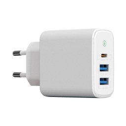 WG - Hálózati töltő 3x USB, 1x USB-A QC 3.0 1x USB-A QC 3.0 1x USB-C PD 3.0, fehér színű