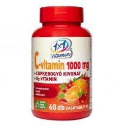 1x1 Vitamin C-vitamin 1000mg D3-vitamin + csipkebogyó rágótabletta - 60db