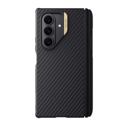 NILLKIN SYNTHETIC FIBER PRO műanyag telefonvédő (aramid bevonat, légpárnás sarok, MagSafe, érintő ceruza) FEKETE/ARANY Samsung Galaxy Z Fold7 (SM-F966)