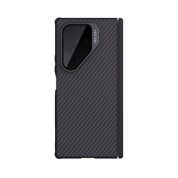 NILLKIN CARBOPROP szilikon telefonvédő (ütésállóság, aramid bevonat, kitámasztó, MagSafe, karbon minta) FEKETE Samsung Galaxy Z Fold7 (SM-F966)