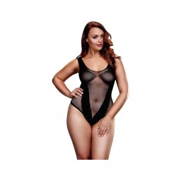 BACI Plus Size - rafinált, necc body - fekete (XL-XXL)
