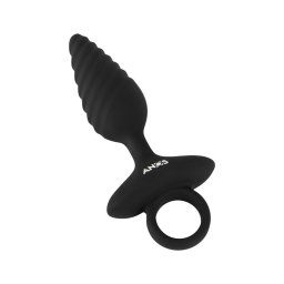 ANOS - bordázott vibrációs anál plug (fekete)