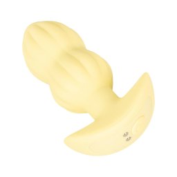 Cuties Mini - bordázott vibrációs anál plug (sárga)