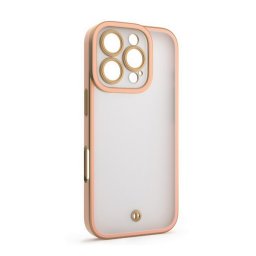 Szilikon telefonvédő (ütésállóság, matt, műanyag hátlap, kameravédő) ARANY/RÓZSASZÍN Apple iPhone 16 Pro Max