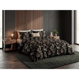 Renforcé pamut ágyneműhuzat FLORWELLA fekete Ágyneműhuzat mérete: 2 db 70 x 90 cm | 200 x 220 cm