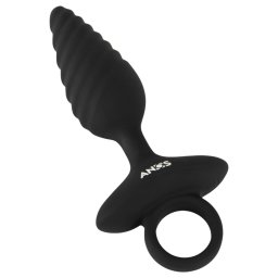 ANOS - bordázott vibrációs anál plug (fekete)