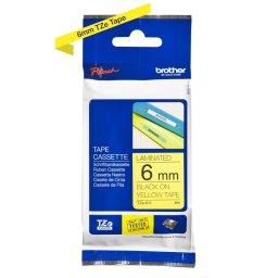 Brother TZE-611 öntapadós laminált sárga alapon fekete P-touch szalag