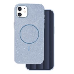 Szilikon telefonvédő (műanyag hátlap, kameravédő, MagSafe, csillogó) VILÁGOSKÉK Apple iPhone 11