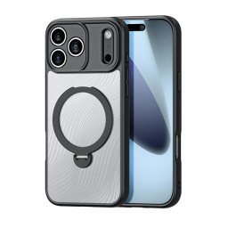 DUX DUCIS AIMO szilikon telefonvédő (ütésállóság, kameravédő, MagSafe, kitámasztó, hullám) FEKETE Apple iPhone 17 Pro Max