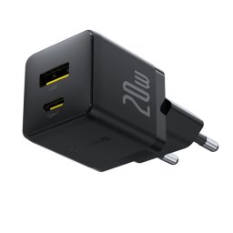 BASEUS PALM hálózati töltő USB+Type-C aljzat (20W, PD gyorstöltő 3.0) FEKETE