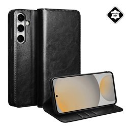 QIALINO tok álló, valódi bőr (FLIP, oldalra nyíló, asztali tartó) FEKETE Samsung Galaxy S25 FE (SM-S731)