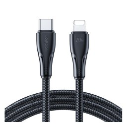 JOYROOM SURPASS adatkábel (Type-C - lightning, 20W, gyorstöltő, 120cm, törésgátló) FEKETE Apple IPAD mini, IPAD mini 4, iPhone 7 Plus 5.5